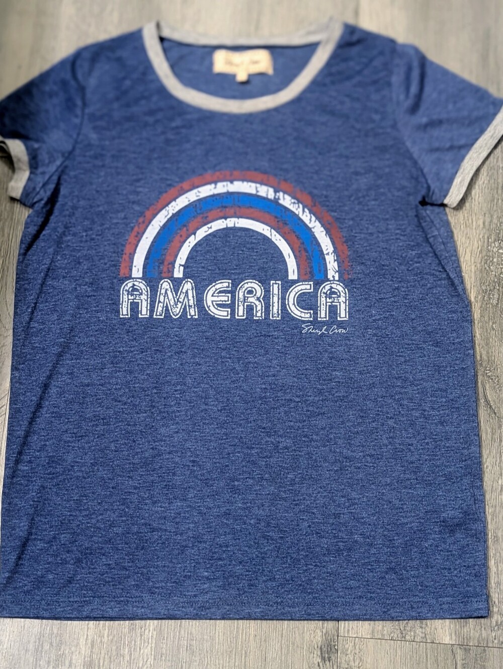 Sheryl Crow Blue 'America' Graphic Tee
